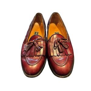 Cole Haan Made in the USA Men's 11.5 Leather Fringe Tassel Brown Slip On Loafers